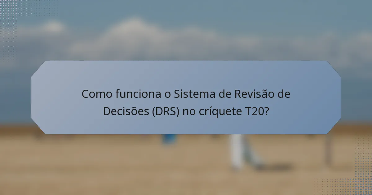 Como funciona o Sistema de Revisão de Decisões (DRS) no críquete T20?
