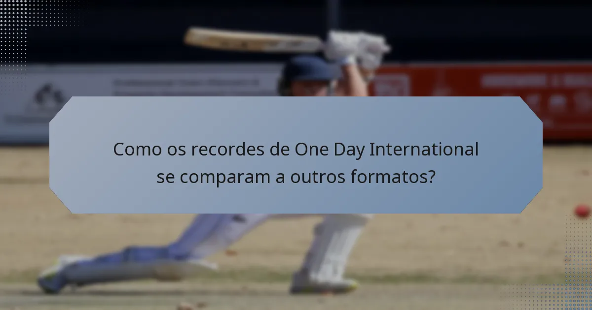 Como os recordes de One Day International se comparam a outros formatos?