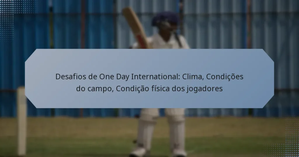 Desafios de One Day International: Clima, Condições do campo, Condição física dos jogadores
