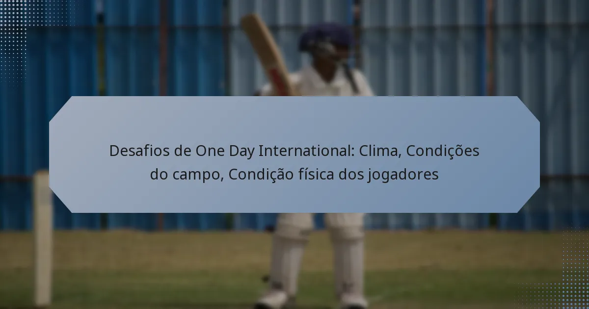 Desafios de One Day International: Clima, Condições do campo, Condição física dos jogadores