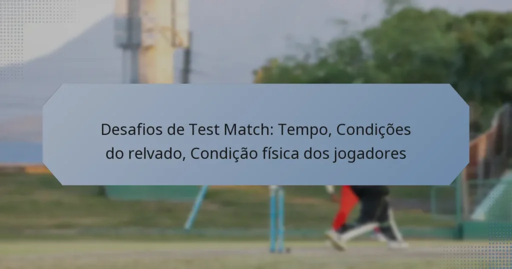 Desafios de Test Match: Tempo, Condições do relvado, Condição física dos jogadores