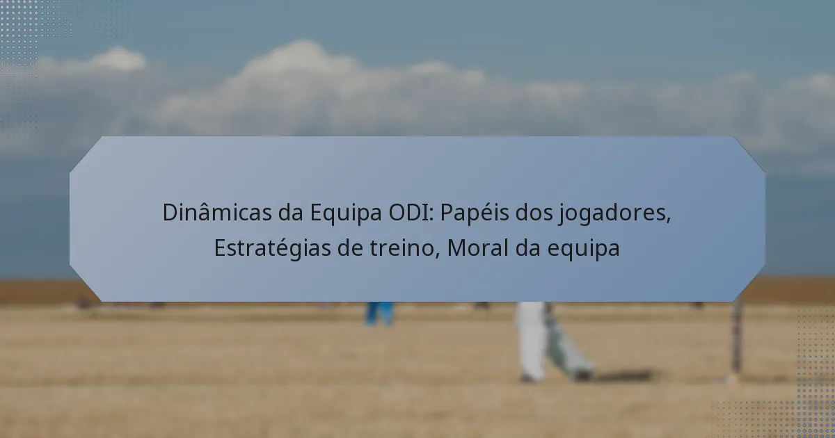 Dinâmicas da Equipa ODI: Papéis dos jogadores, Estratégias de treino, Moral da equipa