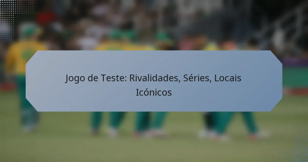 Jogo de Teste: Rivalidades, Séries, Locais Icónicos