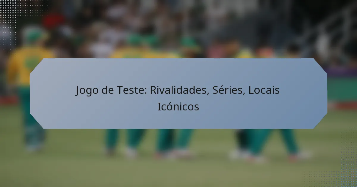 Jogo de Teste: Rivalidades, Séries, Locais Icónicos