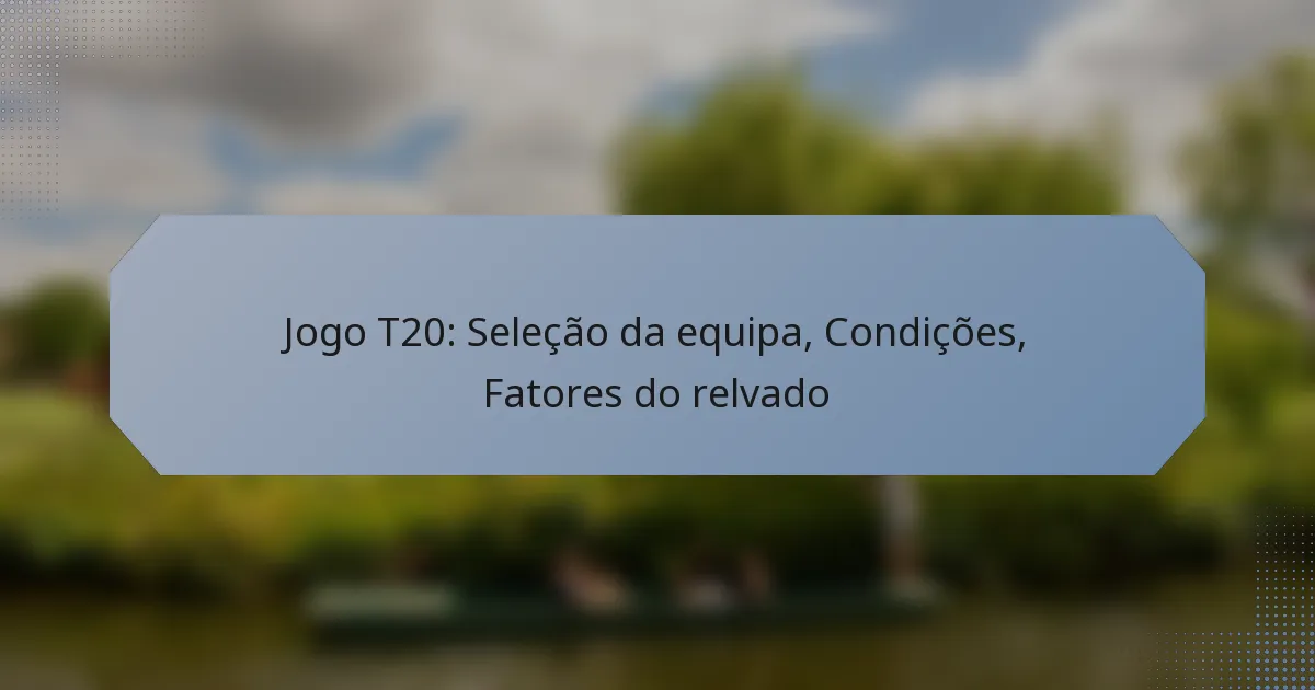 Jogo T20: Seleção da equipa, Condições, Fatores do relvado