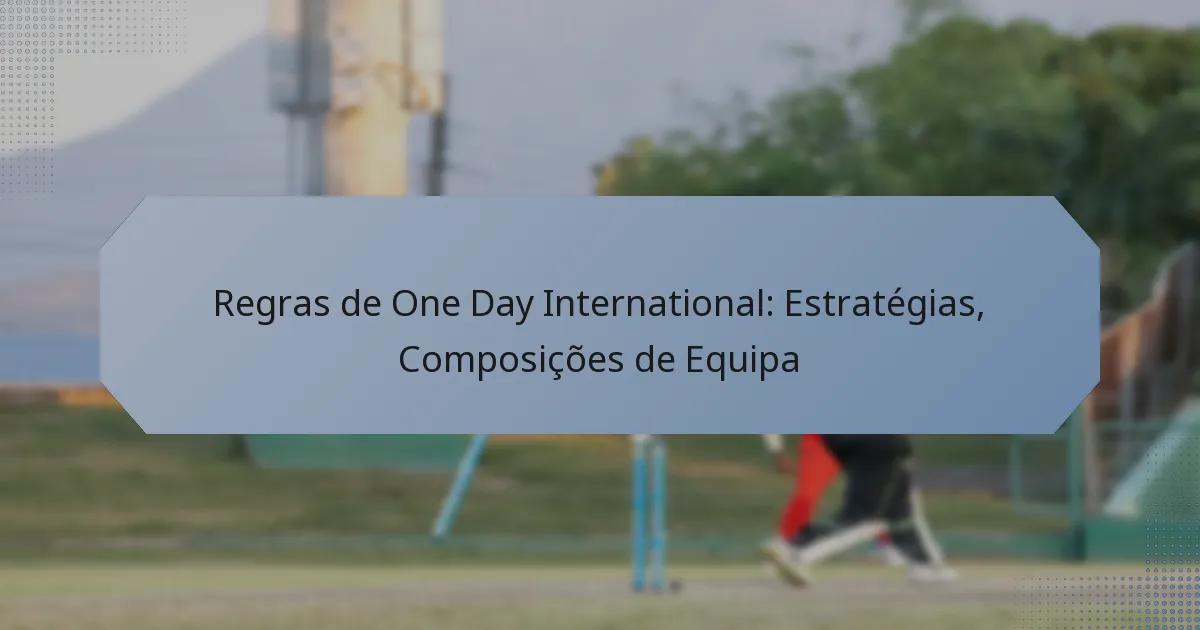 Regras de One Day International: Estratégias, Composições de Equipa