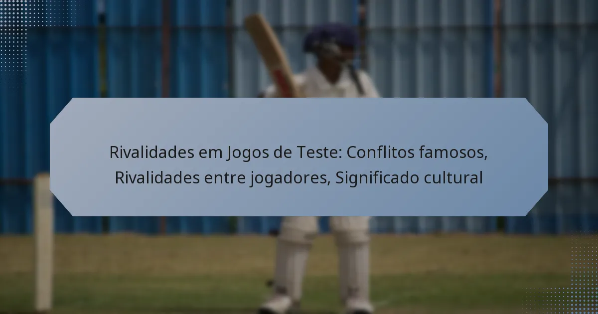 Rivalidades em Jogos de Teste: Conflitos famosos, Rivalidades entre jogadores, Significado cultural