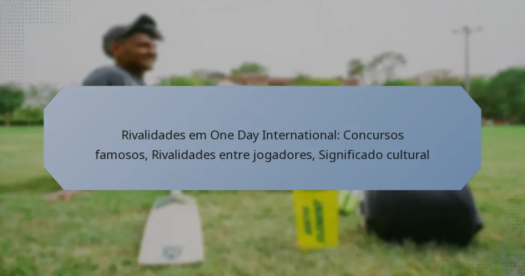Rivalidades em One Day International: Concursos famosos, Rivalidades entre jogadores, Significado cultural
