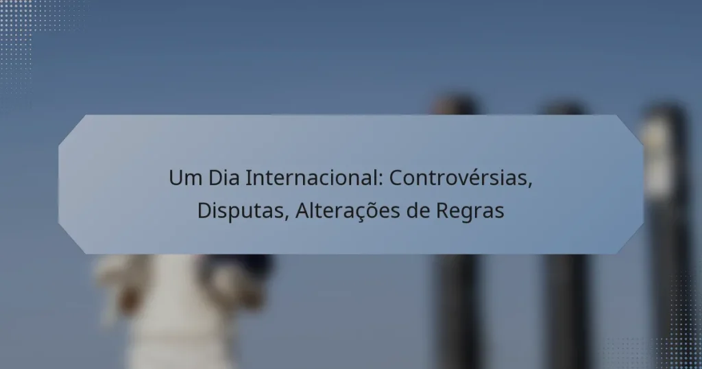 Um Dia Internacional: Controvérsias, Disputas, Alterações de Regras