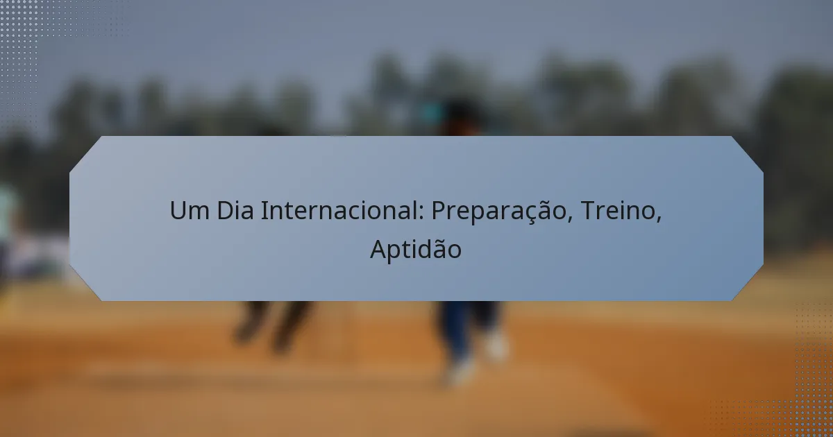Um Dia Internacional: Preparação, Treino, Aptidão