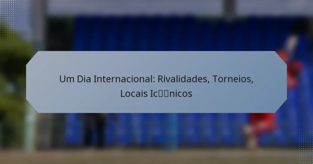 Um Dia Internacional: Rivalidades, Torneios, Locais Icónicos