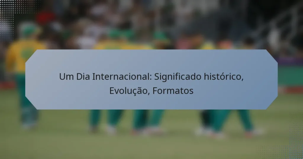 Um Dia Internacional: Significado histórico, Evolução, Formatos