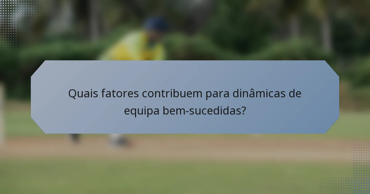 Quais fatores contribuem para dinâmicas de equipa bem-sucedidas?