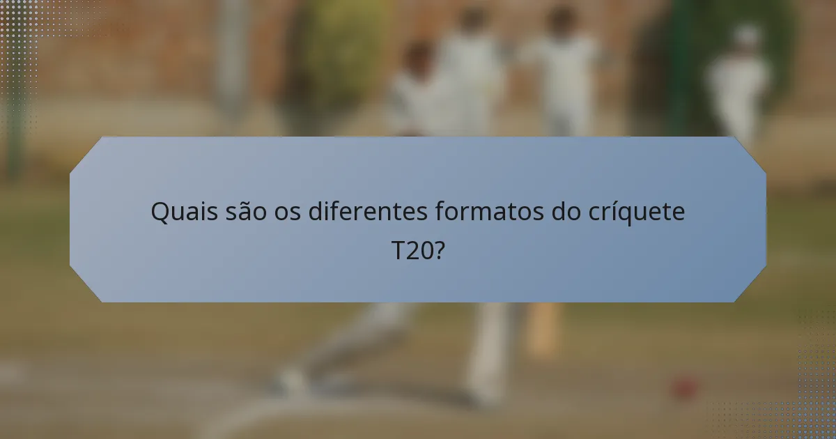 Quais são os diferentes formatos do críquete T20?