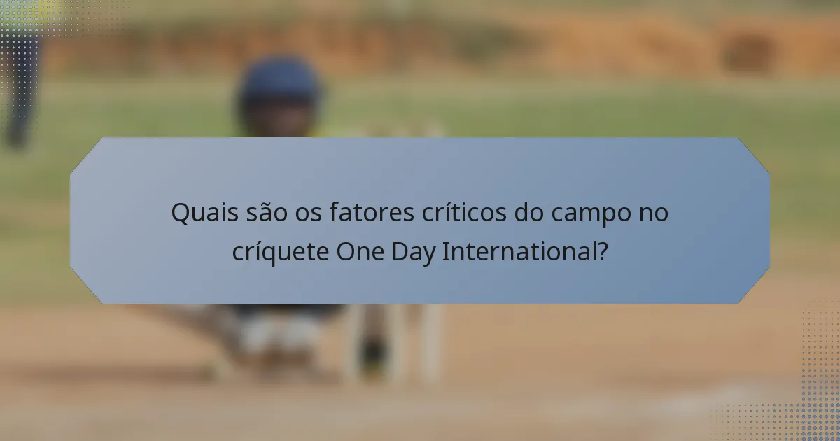 Quais são os fatores críticos do campo no críquete One Day International?